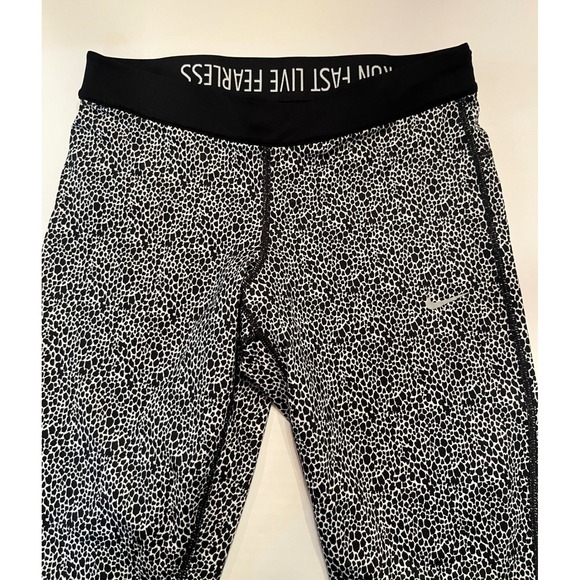 Pants - Nike Dri-FIT Run Fast Live Fearless Leggings Black White Animal Print Sz Medium